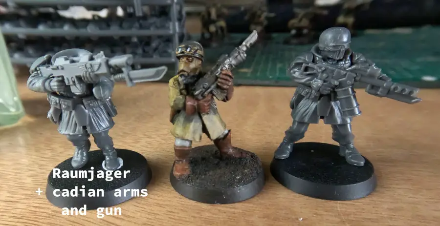 Raumjager with Cadian arms compared with Steel Legion and Raumjager